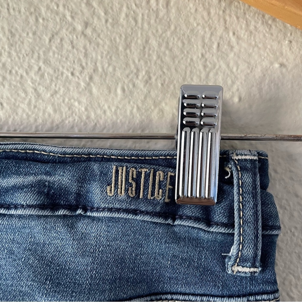Justice Mid Rise Super Skinny Jeans Girls 10 Slim Blue Medium Wash Denim Stretch - Picture 9 of 13